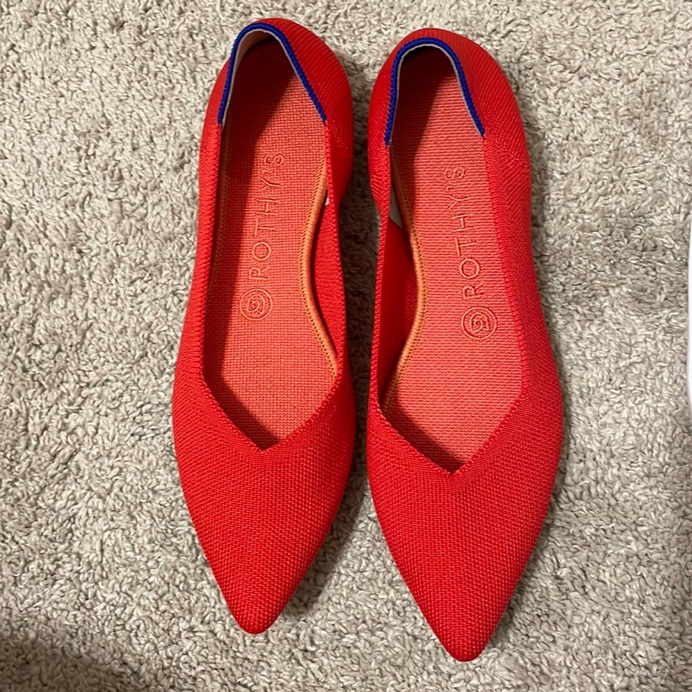 Rothy’s Point Flats Size 8.5 in Flame Color